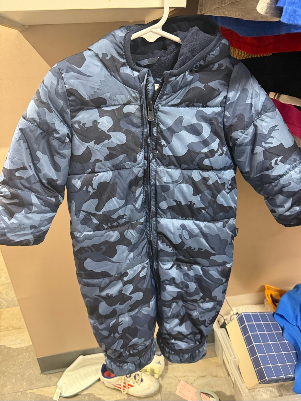 Baby Gap Blue Camouflage Puffer One-Piece Snowsuit 6-12m